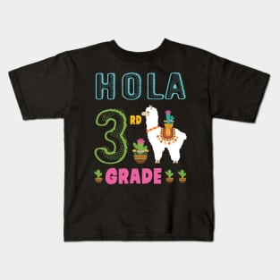 Cactus On Llama Student Happy Back To School Hola 3rd Grade Kids T-Shirt